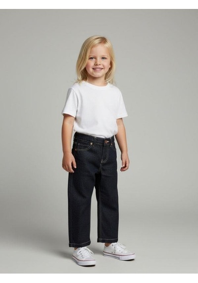 Zekids Kız Çocuk Modern Straight Fit Denim Pantolon-16768 Çok Renkli