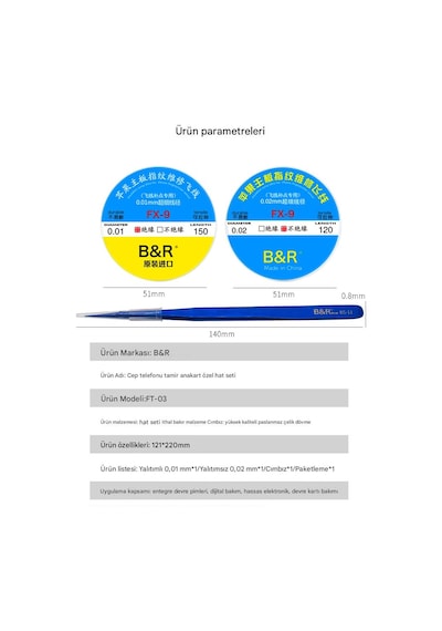 B R Ft-03 0.01mm 0.02mm 120m İnce Bakır Yol Çekme Teli