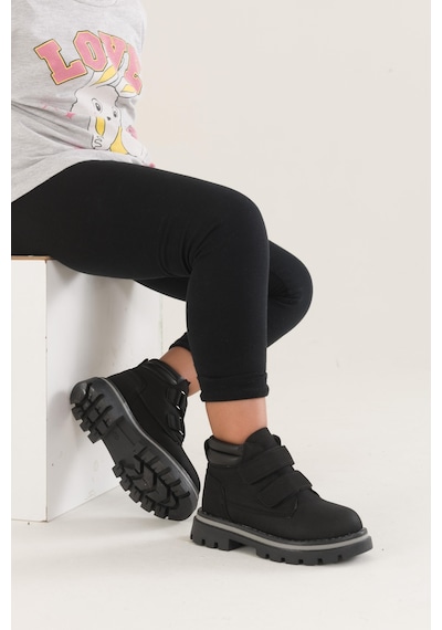 Muggo Gadget Garantili Çocuk Unisex Rahat Kalıp Soğuğa Dayanıklı Cırtlı Bot 001 Siyah