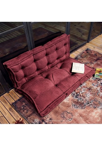 Fransız Dikim Kadife Döşemelik Kumaş El İşçiliği Alt Üst Oturma Minderi 125x70cm Bordo
