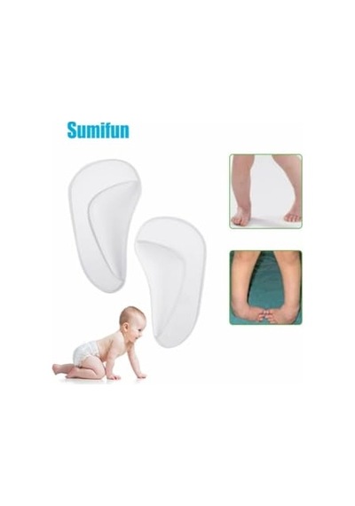 Ayrex Pediatrik Bebek Kız Ve Erkek Çocuk İçin Düztabanlık İçe Basma Önleyici Silikon Ayak Desteği Ortez Tabanl