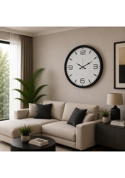 Siyah Prime Büyük Boy 80 Cm Metal Duvar Saati