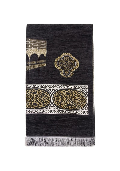 Kabe Motifli Şönil Seccade - Siyah