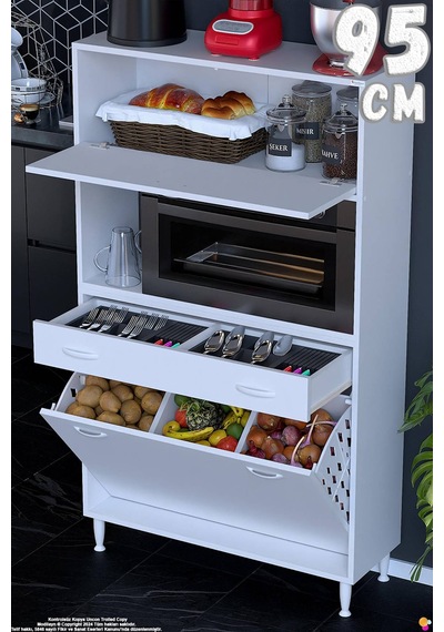 Meva 95 Cm Çekmeceli Fırın Dolabı Sepetli Çok Amaçlı Mutfak Kiler Oyuncak Banyo Dolabı 95x163x32 Cm Beyaz Meva 95 Cm Çekmeceli Fırın Dolabı Sepetli Çok Amaçlı Mutfak Kiler Oyuncak Banyo Dolabı 95x163x32 Cm Beyaz