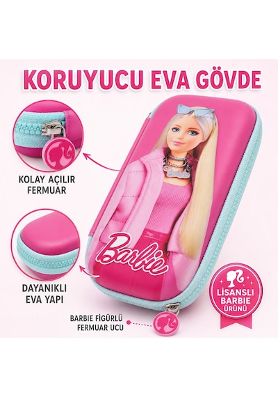 Bakgelal Barbie Eva Kalemlik Fermuarlı Kalem Çantası Okul Ve Kırtasiye Kalem Kutusu - 9084131231336 Cok Renkli