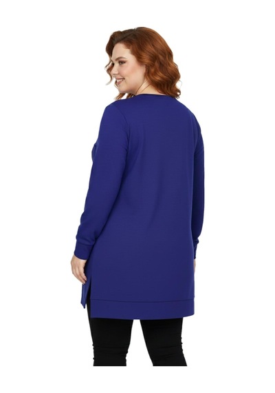 Caftan Kadın Sıfıryaka Önü Nakışlı Tunik Bgl-st05085 İndigo
