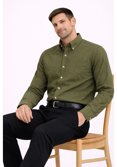 Dormen Uzun Kol Klasik Erkek Regular Fit Gömlek 7607 Haki