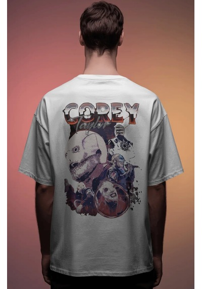 Corey Taylor Slipknot Rock Metal Müzik Grubu Baskılı Unisex Overs Beyaz