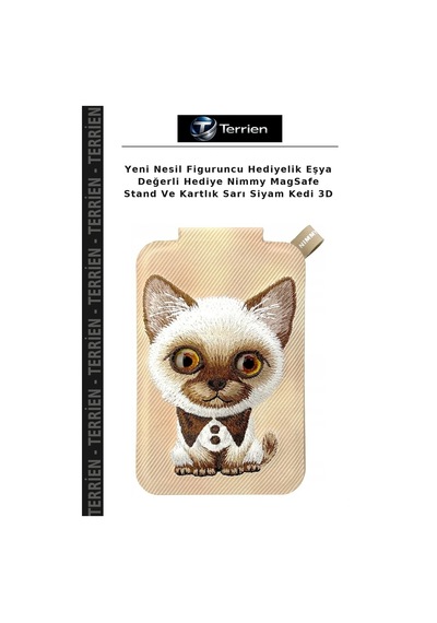 Yeni Nesil Figuruncu Hediyelik Eşya Değerli Hediye Nimmy Magsafe Stand Ve Kartlık Sarı Siyam Kedi 3d