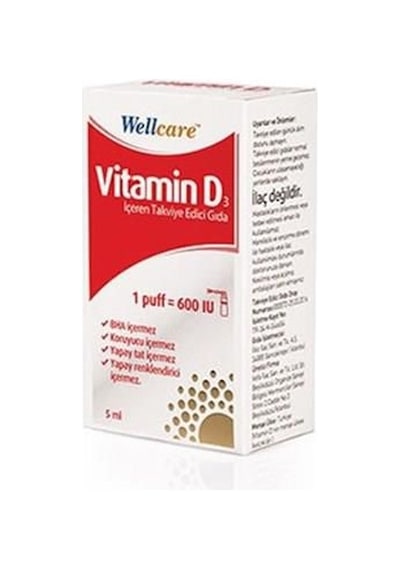2 Adet Wellcare Vitamin D3 600 Iu 5 Ml Sprey