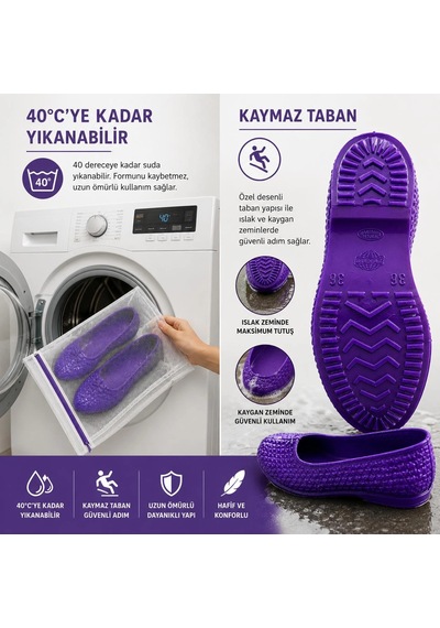 Zenne Kaymaz Tabanlı Makosen Bahçe Ve Tarım Ayakkabısı 36-42 Mor
