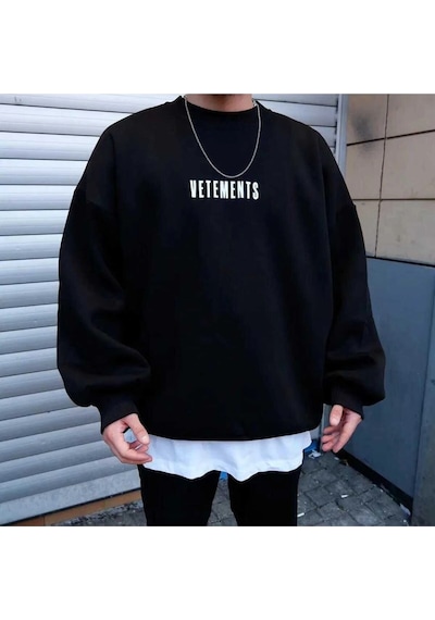 Startmore Adrift Vetements Renkli Oversize Bisiklet Yaka Pamuklu Sweatshirt Beyaz Siyah