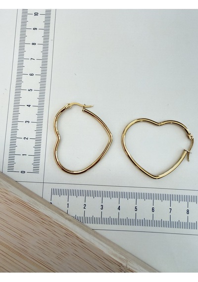 Paslanmaz Çelik Kalp Modeli Halka Küpe 42mm Altın