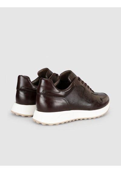 Cabani Kahverengi Erkek Hakiki Deri Sneaker Ayakkabı Kahve