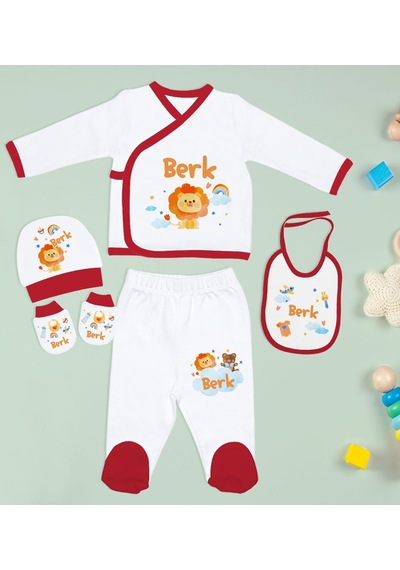 Bk Kids Kişiye Özel Kırmızı Yeni Doğan Hastane Çıkışı, Anneye Hediye, İsimli Melek Kanadı Kolye, 9 Parça Bebek Hediye Seti-4