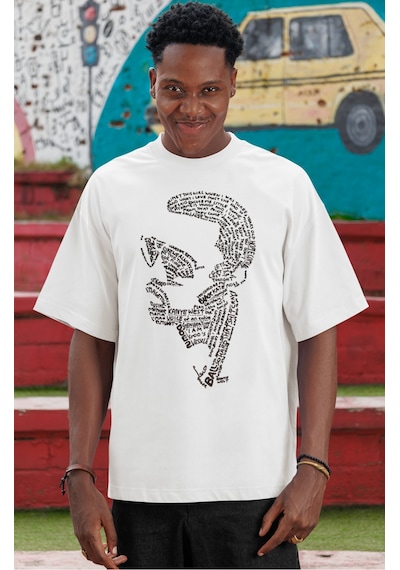 Kanye West Rapper Şarkıcı Ön Baskılı Unisex Oversize Tişört Beyaz