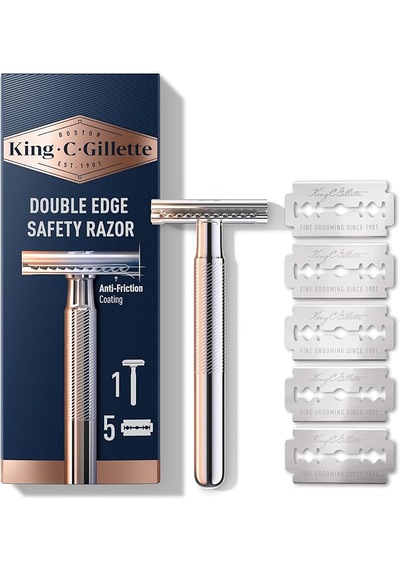 King C. Gillette Krom Kaplama Saplı Tıraş Bıçağı + Jilet 5'li