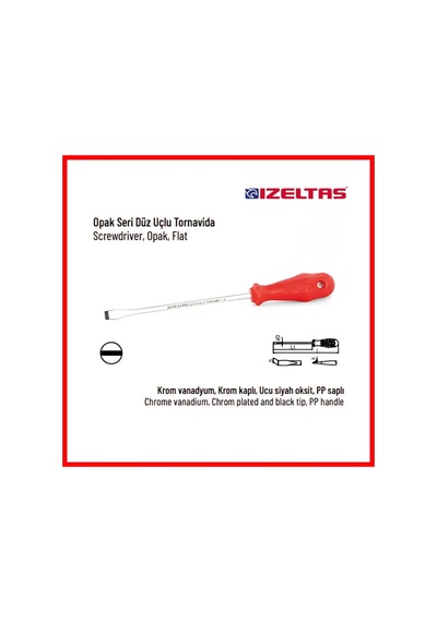 İzeltaş Düz Uçlu Tornavida, 4x100 Mm, Opak Seri, Güvenli Ve Hassas