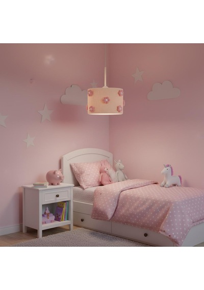 Makrome Papatyalı Çocuk Avize Açık Pembe - Beyaz