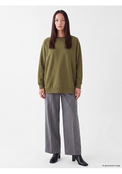 LC Waikiki Lc Waıkıkı Haki Soft Touch Oversize Kadın Sweatshirt