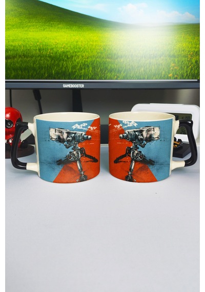 Team Fortress Baskılı Seramik Lüks Kupa 1 Adet Özel Siyah Kulp Dalga Kulp V4d Çok Renkli