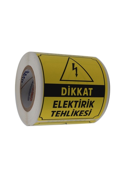 Dikkat Elektirik Tehlikesi Etiketi 70mm X 80mm Ruloda 250 Adet