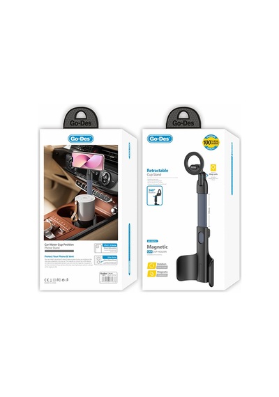 Go Des Gd-hd252 360 Dönebilen Magnetik Ve Bardaklık Araç Telefon Tutucu Siyah
