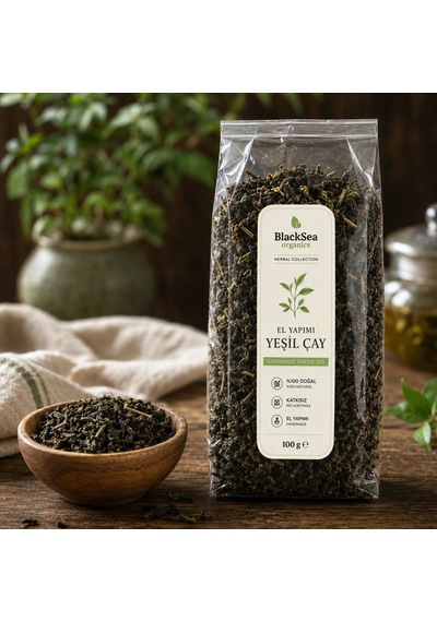 Blacksea Organics El Yapımı Yeşil Çay 100 Gr Katkısız Doğal Mayıs Hasatı Üst Yaprak
