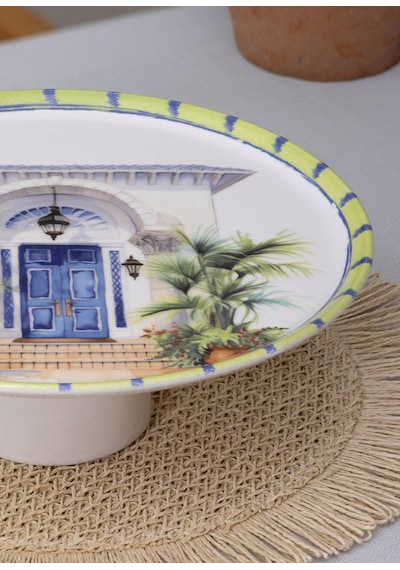 The Mia Palma Ayaklı Servis Tabağı 10x30 Cm Çok Renkli