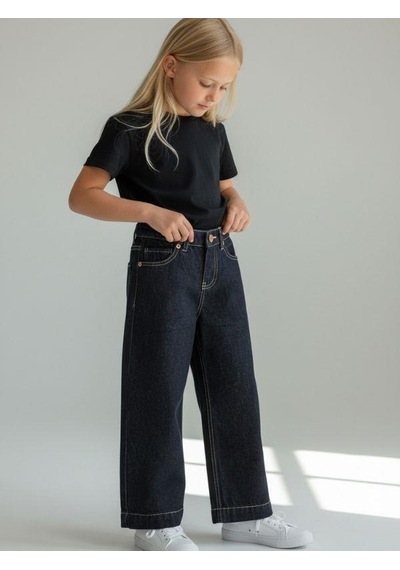 Zekids Kız Çocuk Modern Straight Fit Denim Pantolon-16768 Çok Renkli