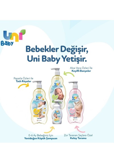 Uni Baby Bebek Saç Ve Vücut Şampuanı 700ml Klasik Pompalı 3lü