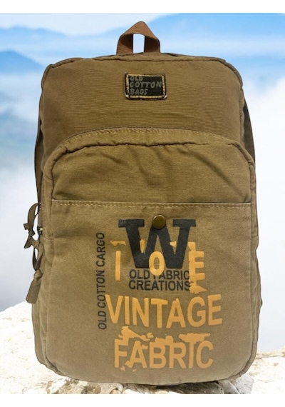 Old Cotton Cargo Kaliteli Vintage Salaş Disayn Günlük Gezi Spor Sırt Çantası Matanza Bag 30x42cm Camel