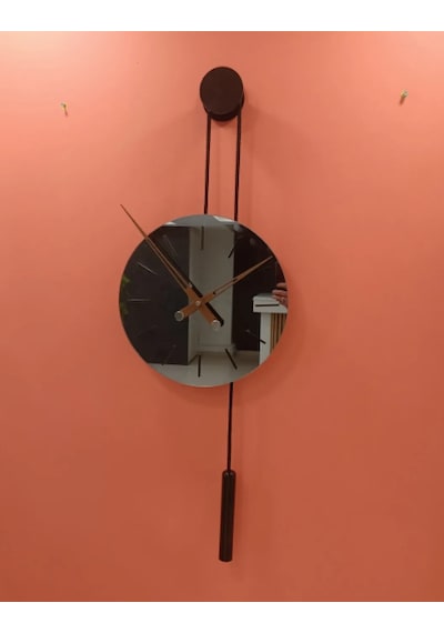 MetaQuartz Aksesuar Pendulum Blackclock Duvar Saati ,metal Duvar Saati,aynalı