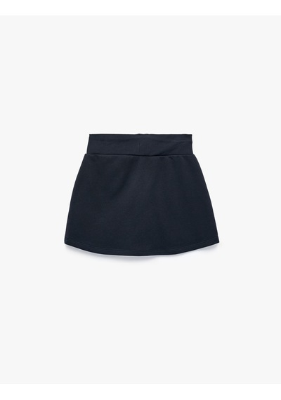 Koton Beli Bağcıklı Slim Fit Nakışlı Mini Spor Şort Etek Lacivert 6sak40430nk