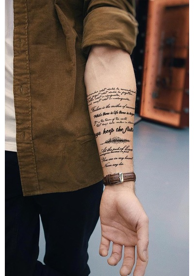 Bearpear Yazılı Geçici Dövme, Yazı Dövmesi, Unisex Tattoo, Vücut Dövmesi