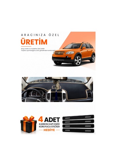 Chevrolet Captiva 2008-2011 Uyumlu Torpido Koruma Örtüsü Oto Kılıfı - Siyah Bej