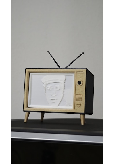 Morfem3d Özelleştirilebilir Retro Tv Görünümlü Aydınlatmalı Litofan Type-c Girişli Özel Tasarım Siyah - Beyaz