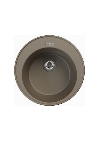 Polex Cristalüx Granit Evye P-06 Toprak Tezgah Altı Ve Tezgah Üstü Oval Mutfak Evyesi 51.5x51.5 CM