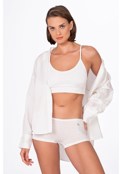 Kadın Modal Boxer Şort Ekru Kompedan K23920-ekru Ekru