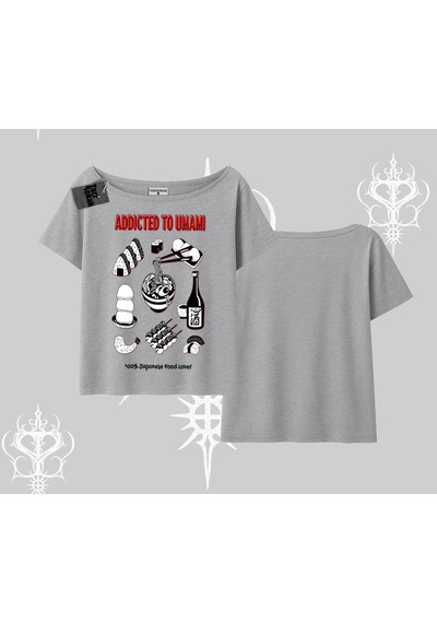Startmore Startmore Kayık Yaka Tshirt Japon Mutfağı Umami Temalı Baskılı Gri