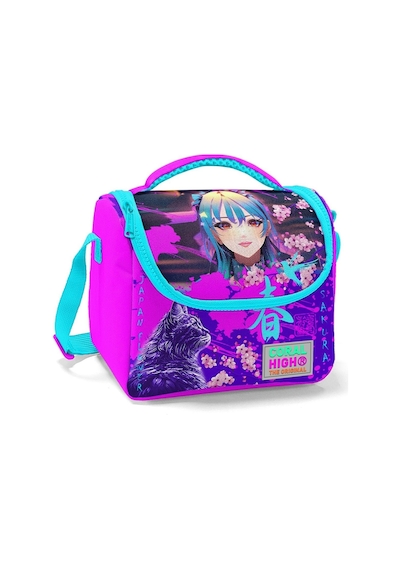 Coral High Mor Pembe Anime Kedi Isı Yalıtımlı Beslenme Çantası - Kız Çocuk Çok Renkli