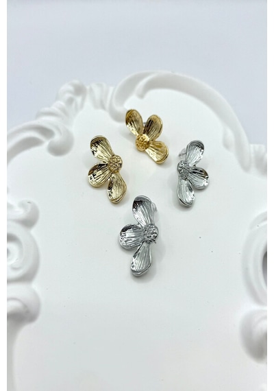 Kadın Küpe 3 Cm Yarım Çiçek Model Küpe Gümüş
