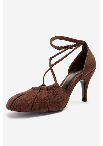 Luvishoes Elıza Kahverengi Süet Kadın Topuklu Ayakkabı Kahverengi