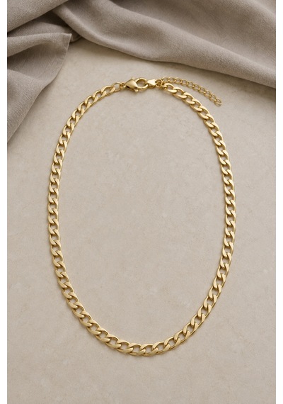 Xp 14k Renkte Unisex Golden Aura Paslanmaz Çelik Gold Renk Uzun Gurmet Zincir Kolye 55+5 Cm Renkli