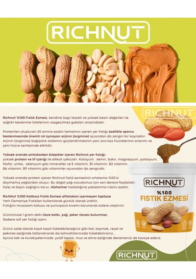 %100 Fıstık Ezmesi Katkısız, Şekersiz 300gr