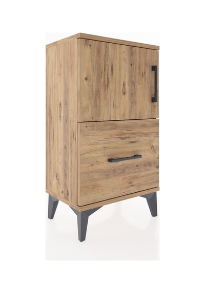 Arges Komodin Tek Raflı Tek Çekmeceli Tek Kapaklı 44x30x80 Ça... Çam