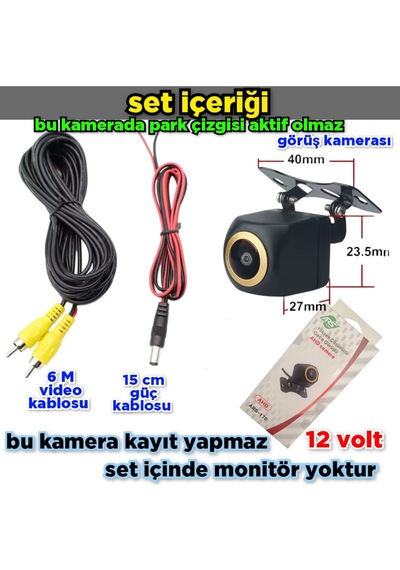 Ahd 720p 170 Derece Balık Gözü Lens Araç Kamerası 12 Volt