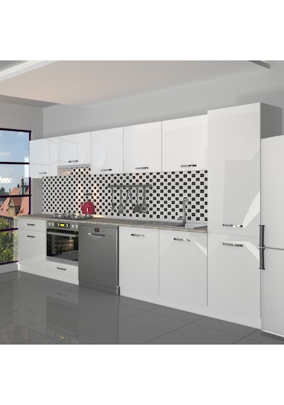 Decoraktiv Elite 325 Ankastre Fırın Modüllü Mdf Hazır Mutfak Dolabı - Tezgah Dahil - Parlak Beyaz