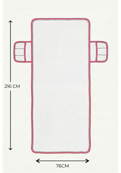 Alia Şezlong Havlusu %100 Pamuk 76x216- Beyaz Pembe Beyaz - Pembe