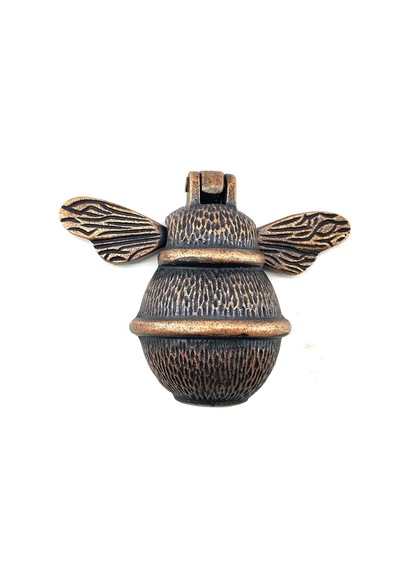 Antika Tarz Dekoratif Pirinç Arı Kapı Tokmağı, Taktak - Küçük, 123x150mm, Antik Diğer